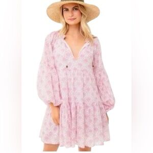 Oliphant Lilac Capella Swing Babydoll Balloon Sleeve Dress Size S